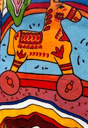 Traditionelle Wandmalerei in Bangladesch